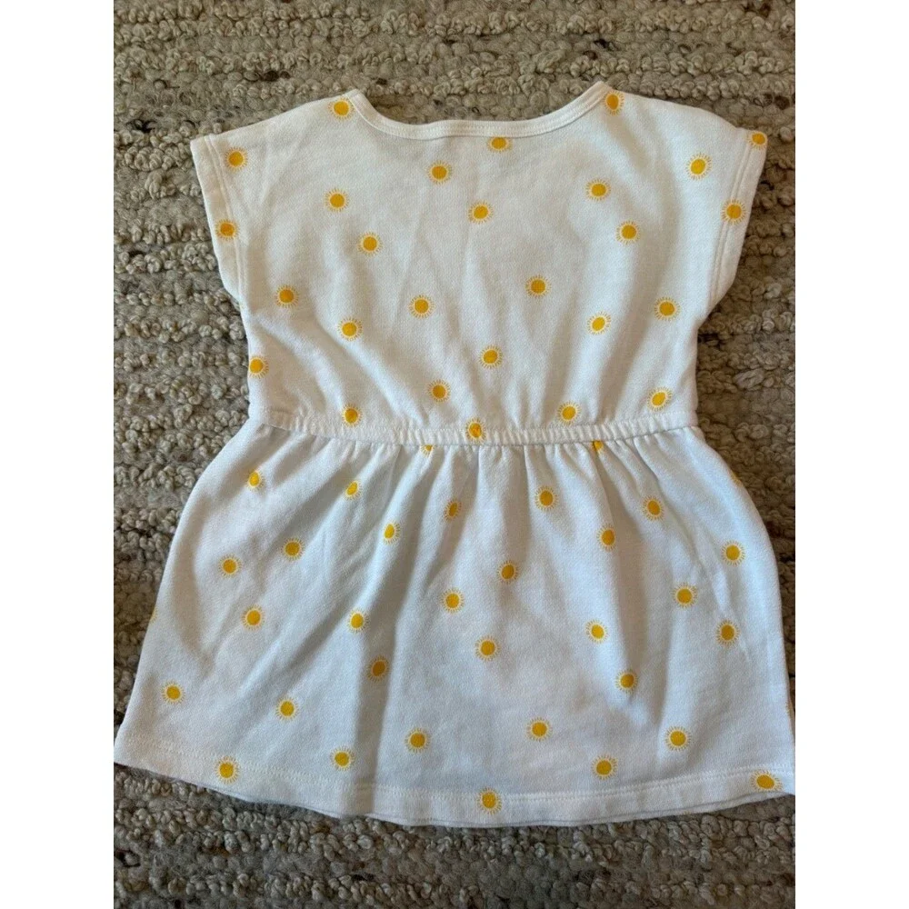 Carter’s Toddler Girls Dress 2T White Yellow Sun Print Short Sleeve Summer Cute